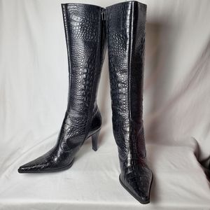 Gianni Bini Lizzy Black Leather Boots 9.5